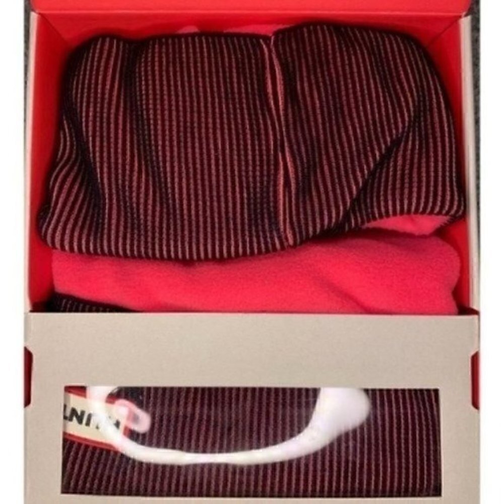 NEW Hunter Boot SOCKS Striped Cuff Pink Black Medium US 5 - 7 Rare HTF NWT